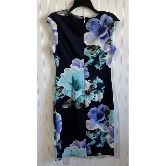 EUC Vince Camuto Womens Size 8 Navy Floral Sheath Dress - Picture 2 of 8